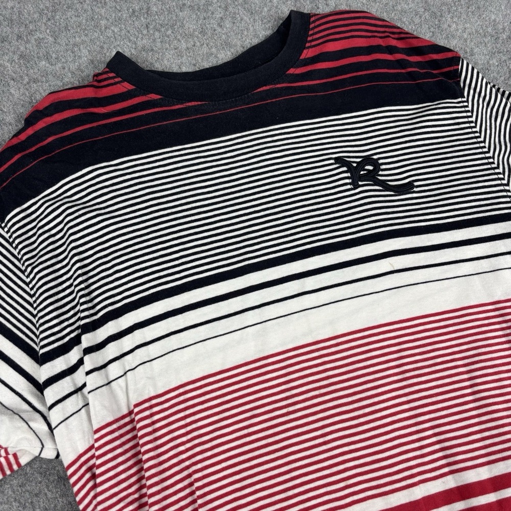 Vintage Rocawear Shirt Mens 2XL Striped Red Black White Short Sleeve Hip Hop Tee
